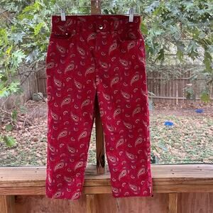 Lauren Ralph Lauren Women's Vintage Red Paisley Pants Cropped Size 8